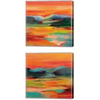 Framed 'Flower Hill Sunset 2 Piece Canvas Print Set' border=