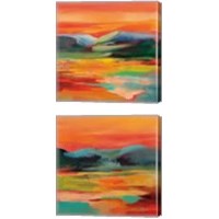 Framed 'Flower Hill Sunset 2 Piece Canvas Print Set' border=