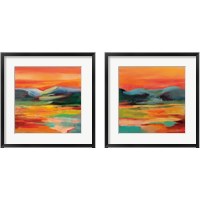 Framed 'Flower Hill Sunset 2 Piece Framed Art Print Set' border=