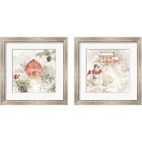 Framed Poinsettia Village 2 Piece Framed Art Print Set