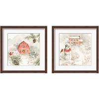 Framed Poinsettia Village 2 Piece Framed Art Print Set