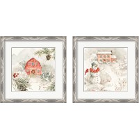 Framed Poinsettia Village 2 Piece Framed Art Print Set