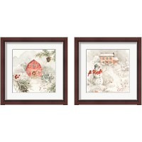 Framed Poinsettia Village 2 Piece Framed Art Print Set