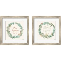 Framed 'Leaf and Stem Wreath 2 Piece Framed Art Print Set' border=