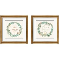 Framed 'Leaf and Stem Wreath 2 Piece Framed Art Print Set' border=