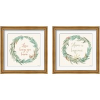 Framed 'Leaf and Stem Wreath 2 Piece Framed Art Print Set' border=