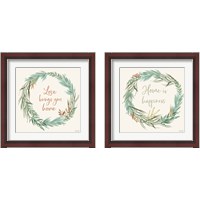 Framed Leaf and Stem Wreath 2 Piece Framed Art Print Set