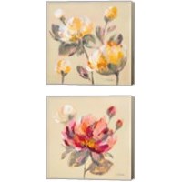 Framed 'Blooming Peony 2 Piece Canvas Print Set' border=