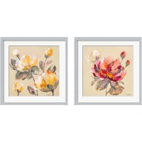 Framed 'Blooming Peony 2 Piece Framed Art Print Set' border=