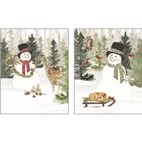 Framed 'Christmas in the Woods 2 Piece Art Print Set' border=