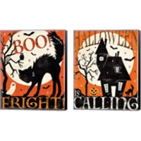 Framed 'Halloween is Calling 2 Piece Canvas Print Set' border=