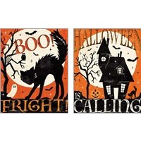Framed 'Halloween is Calling 2 Piece Art Print Set' border=