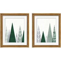 Framed 'Geometric Forest 2 Piece Framed Art Print Set' border=