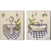 Framed Gray Cottage Bathroom 2 Piece Canvas Print Set