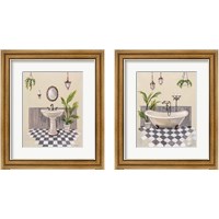 Framed 'Gray Cottage Bathroom 2 Piece Framed Art Print Set' border=
