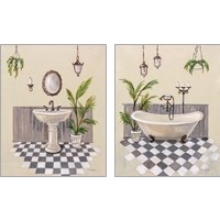 Framed 'Gray Cottage Bathroom 2 Piece Art Print Set' border=