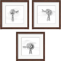 Framed 'Windmill BW 3 Piece Framed Art Print Set' border=