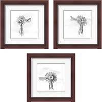 Framed 'Windmill BW 3 Piece Framed Art Print Set' border=