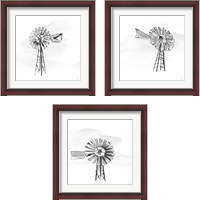 Framed 'Windmill BW 3 Piece Framed Art Print Set' border=