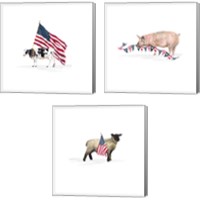 Framed 'All American Farmhouse on White 3 Piece Canvas Print Set' border=