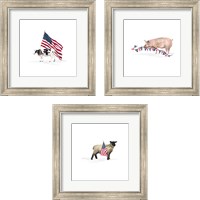 Framed 'All American Farmhouse on White 3 Piece Framed Art Print Set' border=