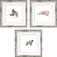 Framed 'All American Farmhouse on White 3 Piece Framed Art Print Set' border=