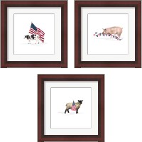 Framed 'All American Farmhouse on White 3 Piece Framed Art Print Set' border=