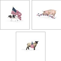 Framed 'All American Farmhouse on White 3 Piece Art Print Set' border=