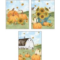 Framed 'Fall Sunshine 3 Piece Art Print Set' border=