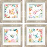 Framed 'Flower Fun 4 Piece Framed Art Print Set' border=