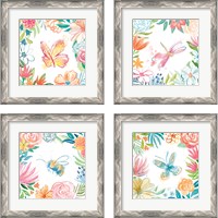 Framed 'Flower Fun 4 Piece Framed Art Print Set' border=
