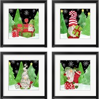 Framed 'Gnome for Christmas 4 Piece Framed Art Print Set' border=
