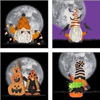 Framed 'Gnomes of Halloween 4 Piece Art Print Set' border=