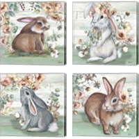 Framed 'Farmhouse Bunny 4 Piece Canvas Print Set' border=