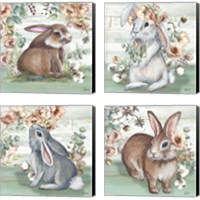 Framed 'Farmhouse Bunny 4 Piece Canvas Print Set' border=