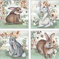 Framed 'Farmhouse Bunny 4 Piece Art Print Set' border=