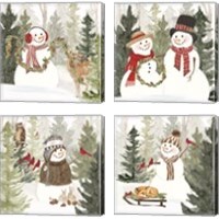 Framed 'Christmas in the Woods 4 Piece Canvas Print Set' border=