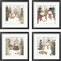 Framed 'Christmas in the Woods 4 Piece Framed Art Print Set' border=