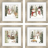 Framed 'Christmas in the Woods 4 Piece Framed Art Print Set' border=