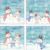 Framed 'Snow Lace 4 Piece Art Print Set' border=