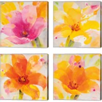 Framed 'Bright Tulips 4 Piece Canvas Print Set' border=