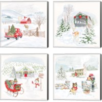 Framed 'Home For The Holidays 4 Piece Canvas Print Set' border=