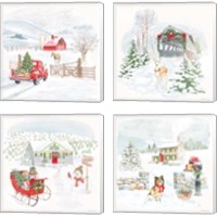 Framed 'Home For The Holidays 4 Piece Canvas Print Set' border=