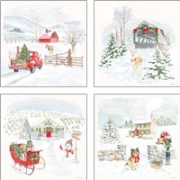 Framed 'Home For The Holidays 4 Piece Art Print Set' border=