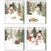 Framed 'Christmas in the Woods 4 Piece Canvas Print Set' border=