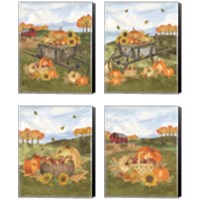 Framed 'Harvest Season 4 Piece Canvas Print Set' border=