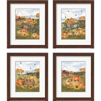 Framed 'Harvest Season 4 Piece Framed Art Print Set' border=
