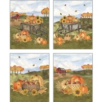 Framed 'Harvest Season 4 Piece Art Print Set' border=