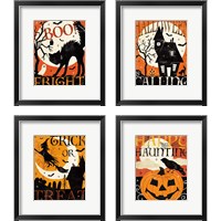 Framed 'Halloween is Calling 4 Piece Framed Art Print Set' border=