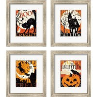 Framed 'Halloween is Calling 4 Piece Framed Art Print Set' border=
